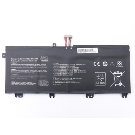 Батарея B41N1711 ASUS GL503VM GL503VD GL703VD GL703VM FX63V FX63VD FX503VM FX705 ZX63VD 15.2V 4150mAh 63Wh шлейф 2см