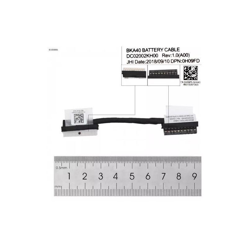 Кабель підключення батареи Dell 7000 7460 7560 7472 7572 Inspiron 15 5567 5565 5468 5568 BKA40 DC02002KH00 0H09FD Кабель підключення батареи Dell 7000 7460 7560 7472 7572 Inspiron 15 5567 5565 5468 5568 BKA40 DC02002KH00 0H09FD