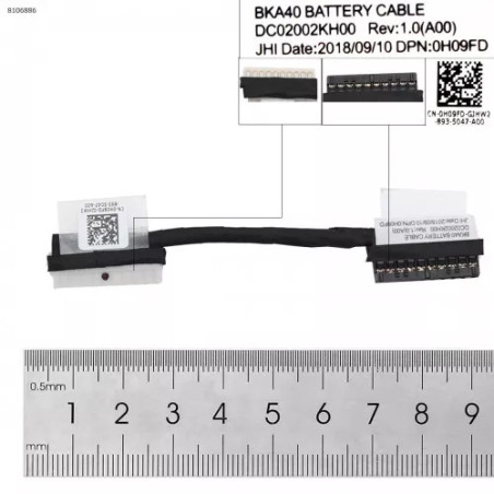 Кабель подключения батареи Dell 7000 7460 7560 7472 7572 Inspiron 15 5567 5565 5468 5568 BKA40 DC02002KH00 0H09FD