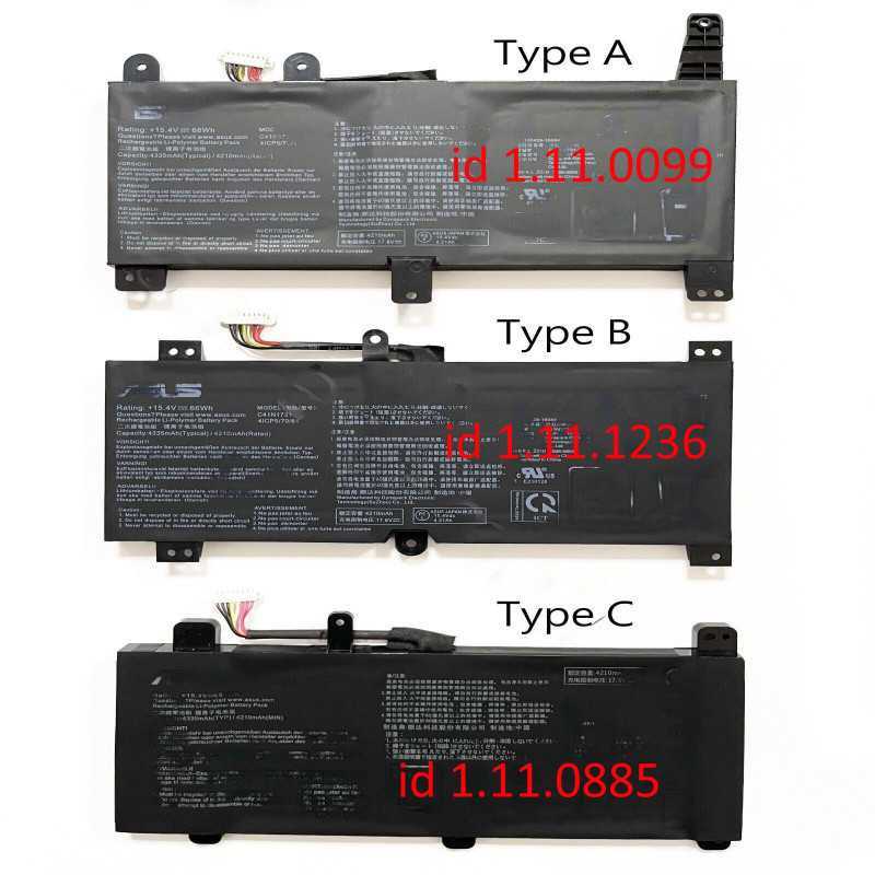 Акумулятор до ASUS C41N1731-1 ВЕРСИЯ 2 СМОТРЕТЬ НА УШКИ ROG Strix Scar II GL704GV GL704GM GL704GW 15.4V 4335mAh 66Wh Black оем