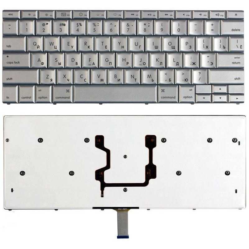 Клавиатура для ноутбука Apple Macbook A1150 A1211 A1226 A1260 15.4 965 серебристая с подсветкой Клавиатура для ноутбука Apple Macbook A1150 A1211 A1226 A1260 15.4 965 серебристая с подсветкой