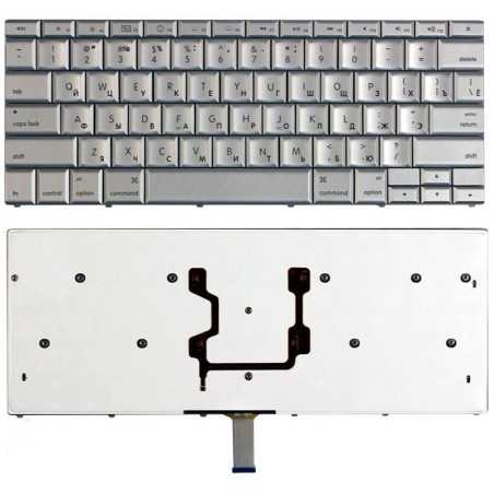 Клавиатура для ноутбука Apple Macbook A1150 A1211 A1226 A1260 15.4 965 серебристая с подсветкой