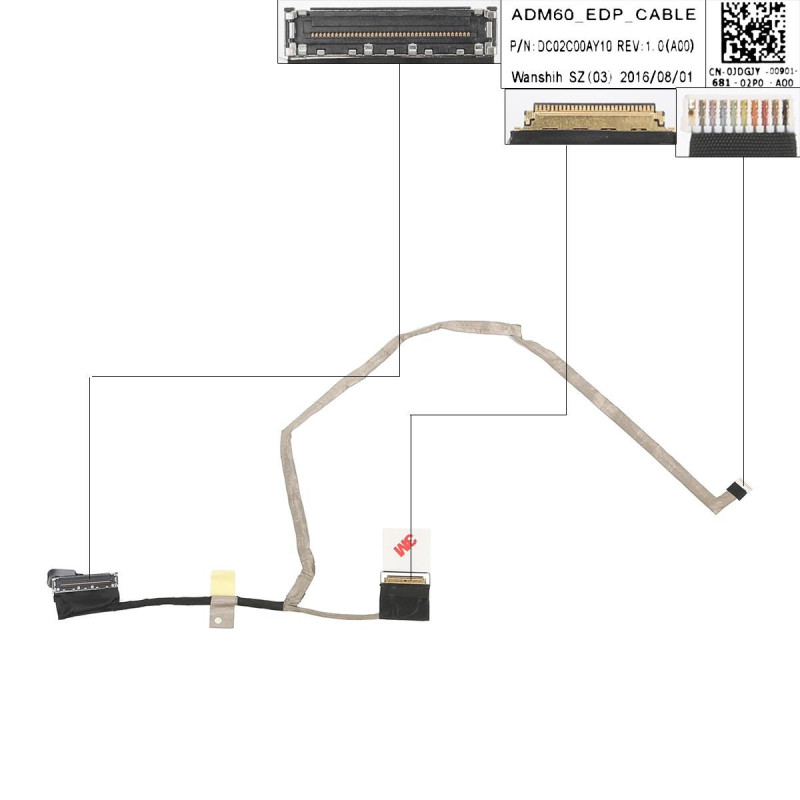 Шлейф матрицы Dell Latitude E5270 DC02C00AY10 0JDGJY ADM60 30pin eDP non touch Шлейф матрицы Dell Latitude E5270 DC02C00AY10 0JDGJY ADM60 30pin eDP non touch