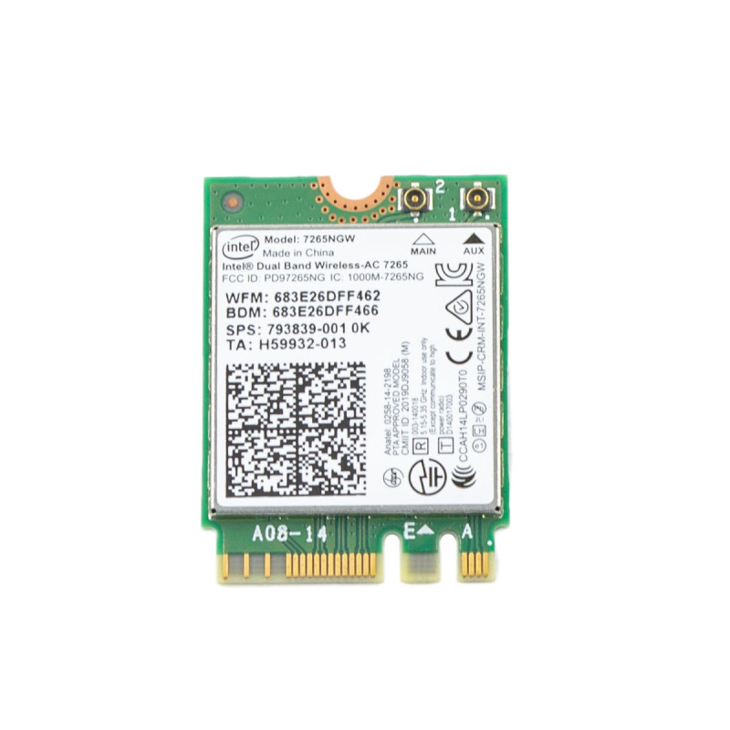 Плата WiFi Intel AC 7265NGW 802.11b g n ac 867Mbps 2,4 GHz 5GHz BT4.2 TX RX Streams MIMO 2.2 M.2 2230 KI.STN01.008 Плата WiFi Intel AC 7265NGW 802.11b g n ac 867Mbps 2,4 GHz 5GHz BT4.2 TX RX Streams MIMO 2.2 M.2 2230 KI.STN01.008