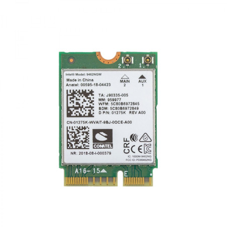 Плата WiFi Bluetooth Intel 9462NGW M.2 2230 433Mbit 802.11ac 2.4 5GHz 5.1 01275K 01275K J90335-005 00595-18-04423