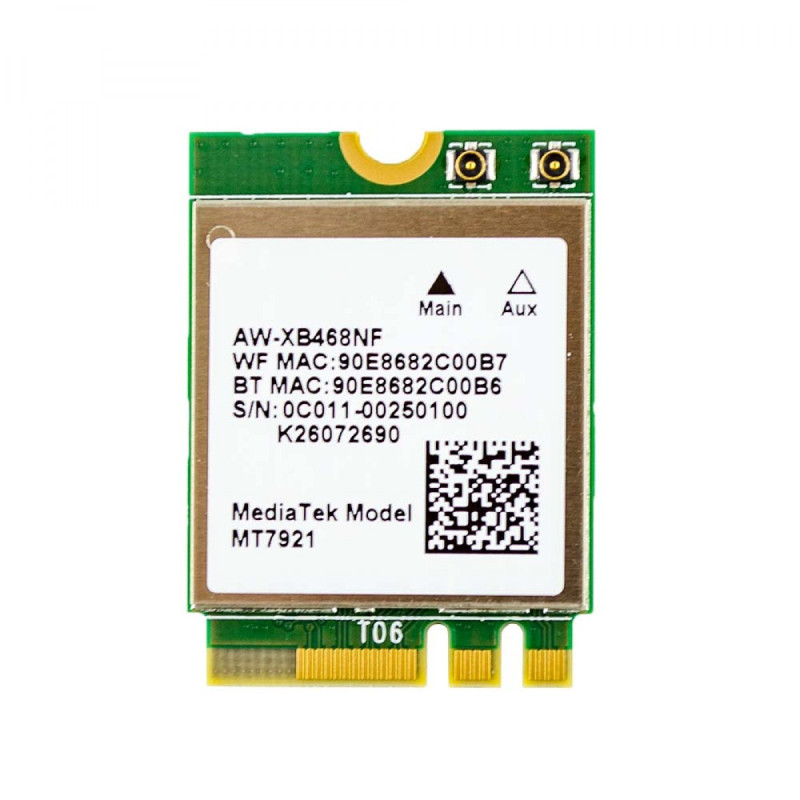 Плата WiFi Bluetooth AzureWave AW-XB468NF MT7921LE M.2 2230 WiFi6 AX+BT5.2 MIMO 2x2 0C011-00250100 0C012-00150000 Плата WiFi Bluetooth AzureWave AW-XB468NF MT7921LE M.2 2230 WiFi6 AX+BT5.2 MIMO 2x2 0C011-00250100 0C012-00150000