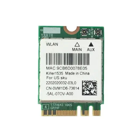 Wi-Fi модуль Wi-Fi5 802.11ac BT4.1 адаптер Killer 1535 2.4G 5G M.2 Type 2230 PCIe 0VM1D6
