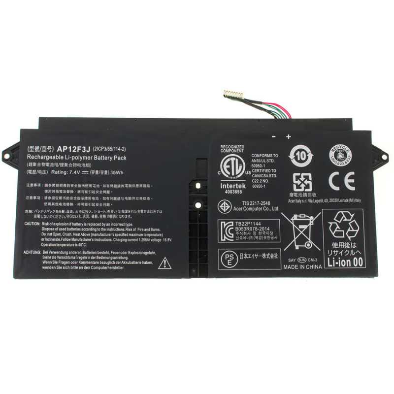 Батарея AP12F3J ACER Aspire S7-391 S7-392 S7-393 KT.00403.009 CS-ACS700NB 2ICP3/65/114-2 7.6V 5000mAh 38Wh