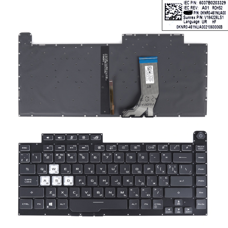 Клавиатура Asus G531GU GL531GU PX531GU G531GD G531GT G512L 90NR01J3-R32US0 90NR01J3-R32RU0 90NR01J3-R32UA0 6037B02037