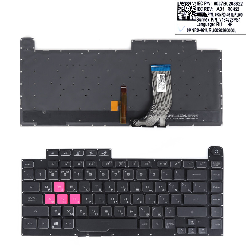 Клавиатура Asus ROG Strix G531GV G531GW G531GU GL531GU G531GD G531GT 6037B0203622 0KNR0-461URU00 V184226PS1 Клавиатура Asus ROG Strix G531GV G531GW G531GU GL531GU G531GD G531GT 6037B0203622 0KNR0-461URU00 V184226PS1