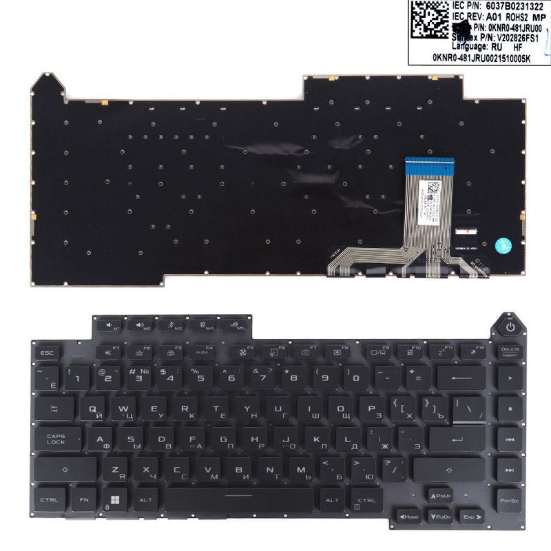 Клавиатура Asus ROG Strix G15 G513QM G513QR 6037B0210427 0KNR0-4811TU00 V202826AE1 6037B0210402 0KNR0-4811UK00 90NR05