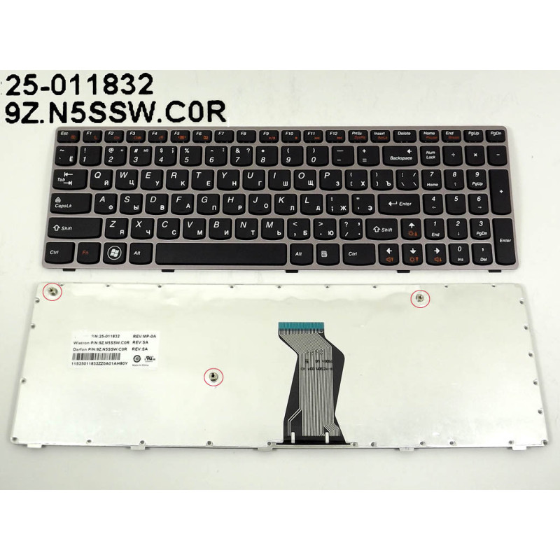 Клавіатура для ноутбука LENOVO IdeaPad V570 B570 B575 B580 V590 B570A B570E B570EA B570EG B575A B575G V570A V570C V570CA V570G