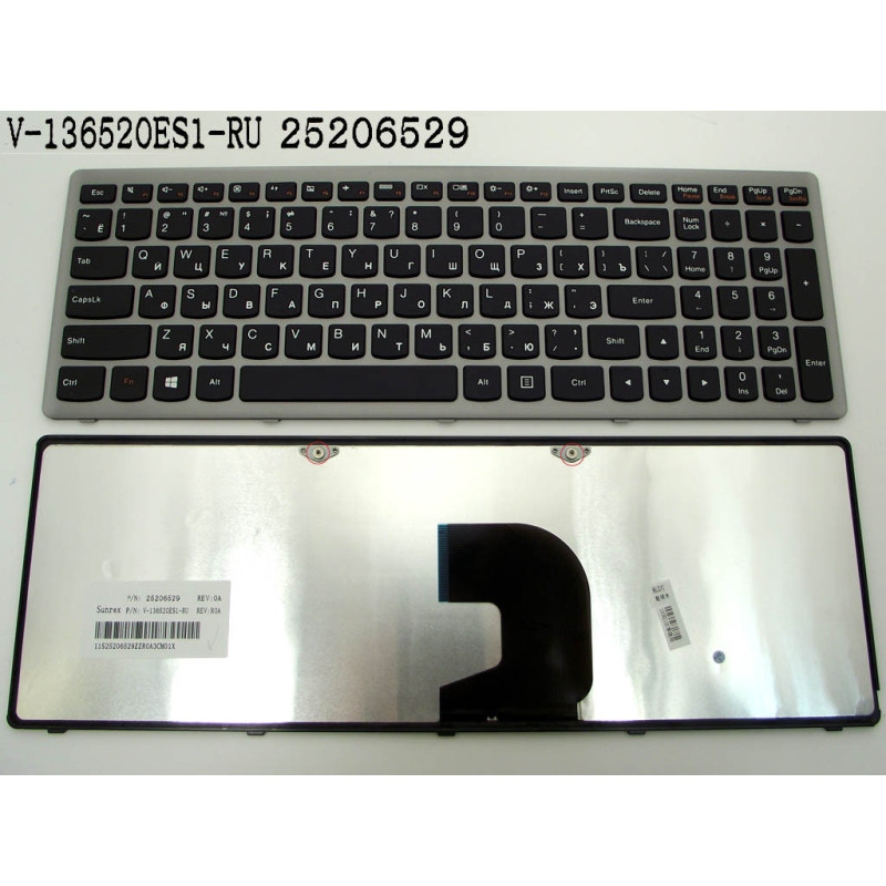 Клавіатура для LENOVO IdeaPad Z500 Z500A Z500G P500 25-206237 25206237 T6F1-RU PK130SY1F00 9Z.N8RSC.40R NSK-BF4SC 25206409 T6F1