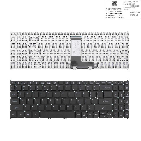 Клавиатура Acer Swift 3 SF315-41 Aspire 3 A315-22 Aspire 5 A515-43 Extensa EX215-31 6B.HDEN7.043 SV5T-A72B NKI15170AZ