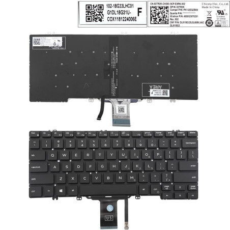 Клавиатура Dell Latitude 5200 3300 5300 7200 7300 3301 7290 5310 0717T4 4900JT07020R DLM18G3 02TR2K PK132EQ3B00 490.0