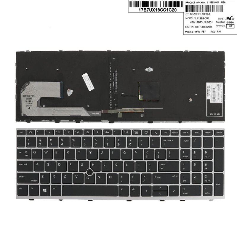 Клавиатура HP Elitebook 850 G5 G6 755 G5 ZBook 15u G5 G6 L14367-001 L12000-251 L14367-251 6037B0136201 V162826CS1 V16