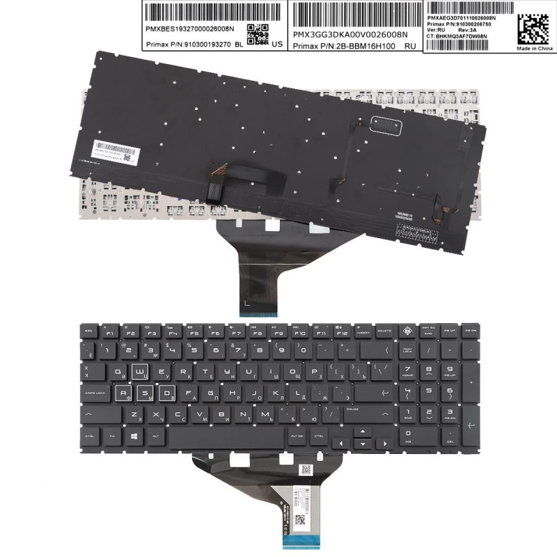 Клавиатура HP Omen 15-DH 15-DC 15T-DC TPN-Q211 910300206760 2B-BBM16H100 910300193270 910300206750 L32770-001 L32775