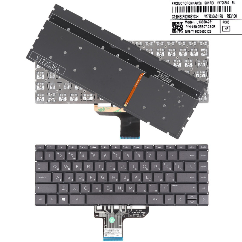 Клавиатура HP Pavilion 13-an V172530A L13650-251 490.0EB07.0S0R 4900EB070S0R L37531-001 V172530AS1