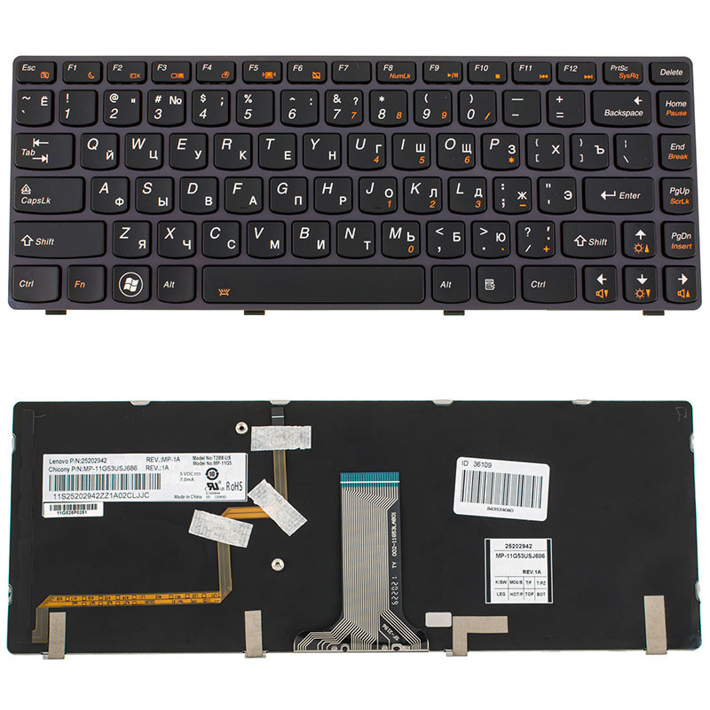 Клавиатура для LENOVO ноутбука совместима с моделями Y480 Y485