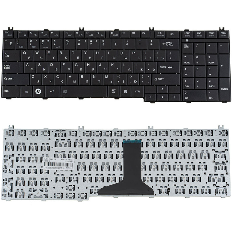 Клавіатура для TOSHIBA ноутбука сумісна з моделями C650 C655 L650 L655 C660 L670 L675