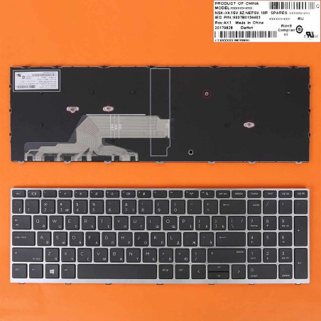 Клавиатура HP Probook 450 G5 455 G5 470 G5 L01028-251 NSK-XJ0SW0S 9Z.NEESW00S L21585-001 L01028-BD1 L01027–001 L010