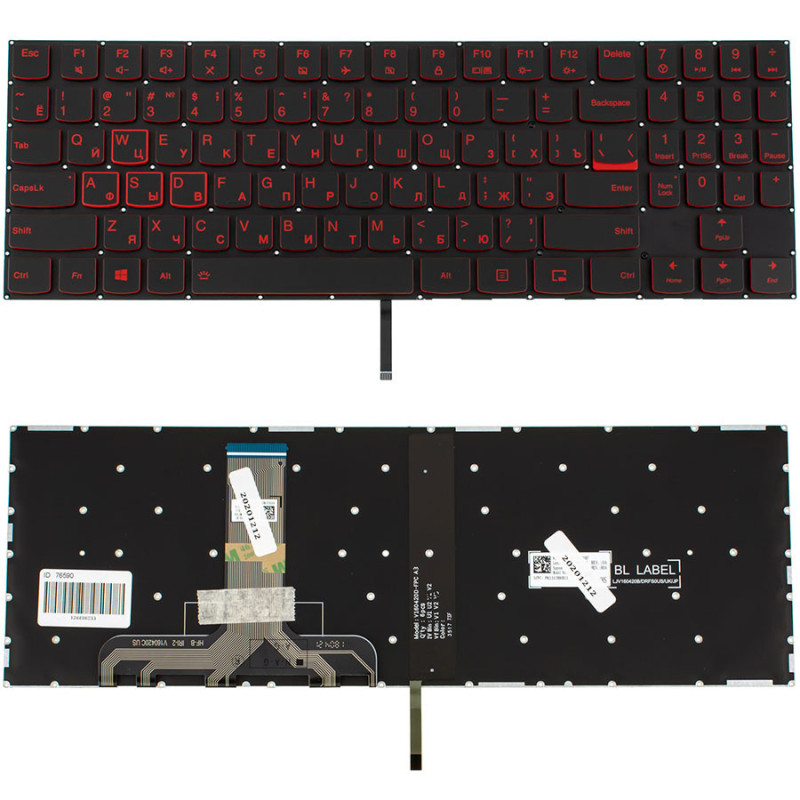 Клавиатура для ноутбука LENOVO Legion Y520-15 Y520 15 без фрейма подсветка клавиш ОРИГИНАЛ