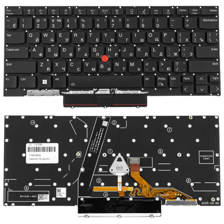 Клавиатура для ноутбука LENOVO ThinkPad X1 Nano gen 3 без фрейма подсветка клавиш ОРИГИНАЛ