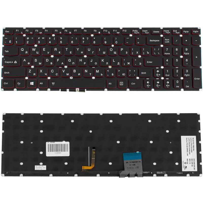 Клавиатура для ноутбука LENOVO Y50-70 Y50-80 подсветка клавиш без фрейма ОРИГИНАЛ