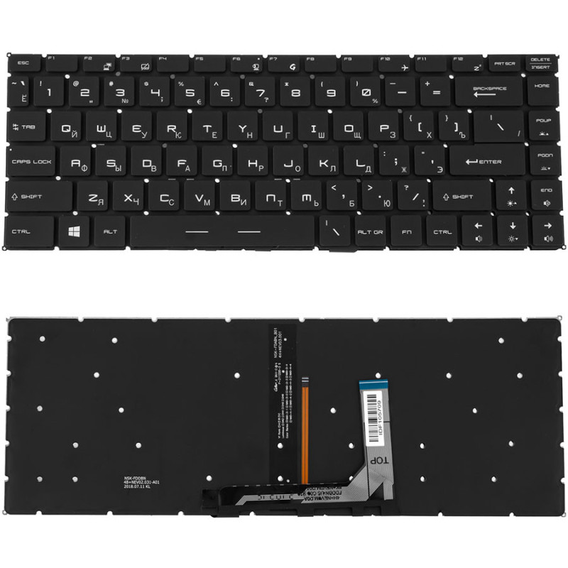 Клавіатура для ноутбука MSI GS65 без фрейма підсвічування клавіш ОРИГІНАЛ