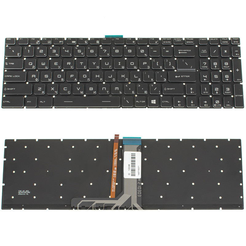 Клавіатура для ноутбука MSI GV62 GT62 підсвічування клавіш без фрейма ОРИГІНАЛ