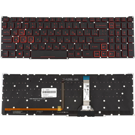 Клавіатура для ноутбука ACER Nitro AN517 - 55 без фрейма підсвічування клавіш RED ОРИГІНАЛ