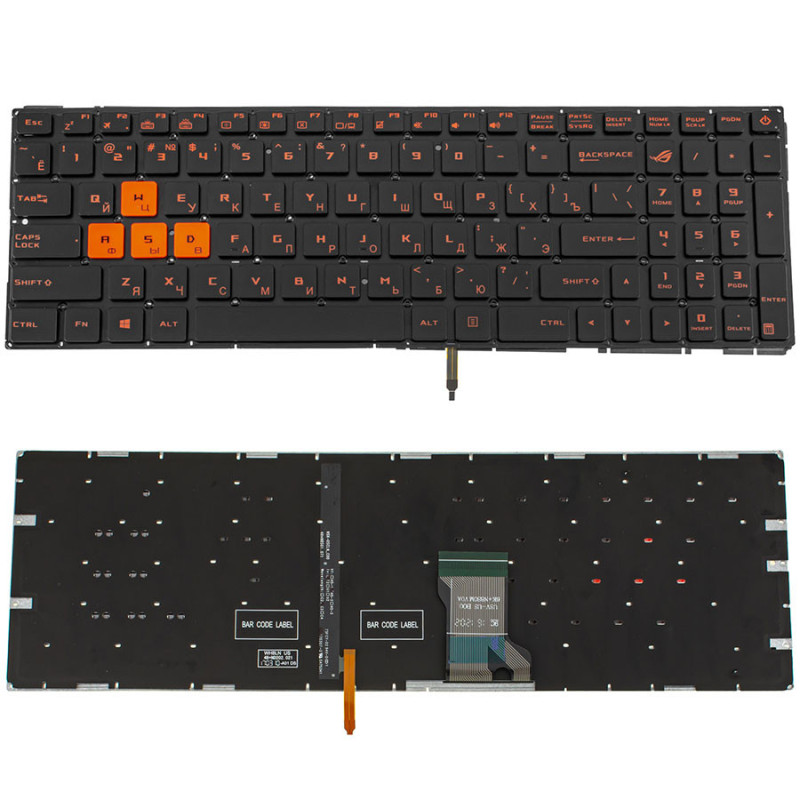 Клавіатура для ноутбука ASUS GL502VMZ без фрейма підсвічування клавіш Клавіатура для ноутбука ASUS GL502VMZ без фрейма підсвічування клавіш