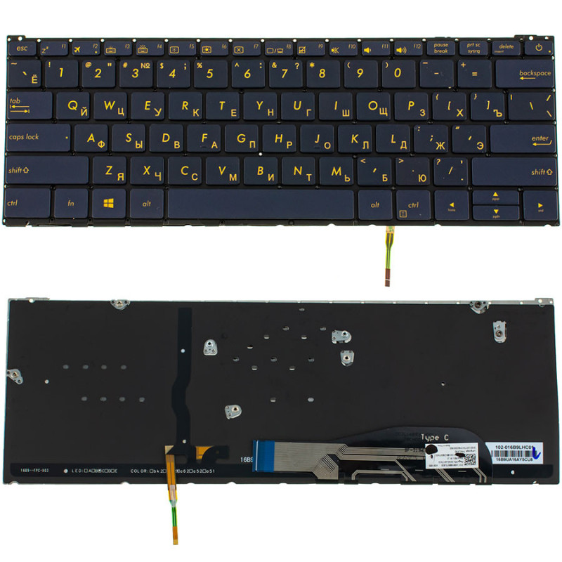 Клавиатура для ноутбука ASUS UX390 без фрейма подсветка клавиш Клавиатура для ноутбука ASUS UX390 без фрейма подсветка клавиш