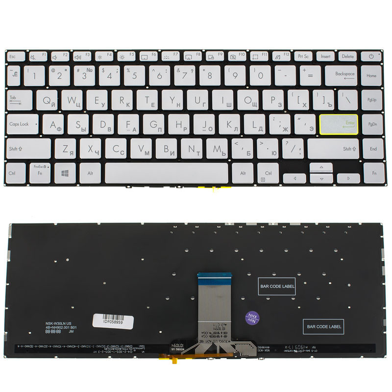 Клавиатура для ноутбука ASUS X421 без фрейма подсветка клавиш Клавиатура для ноутбука ASUS X421 без фрейма подсветка клавиш