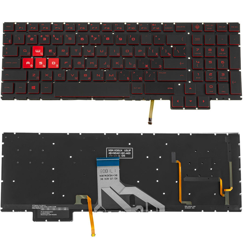 Клавиатура для ноутбука HP Omen 15-CE 15 CE без фрейма подсветка клавиш