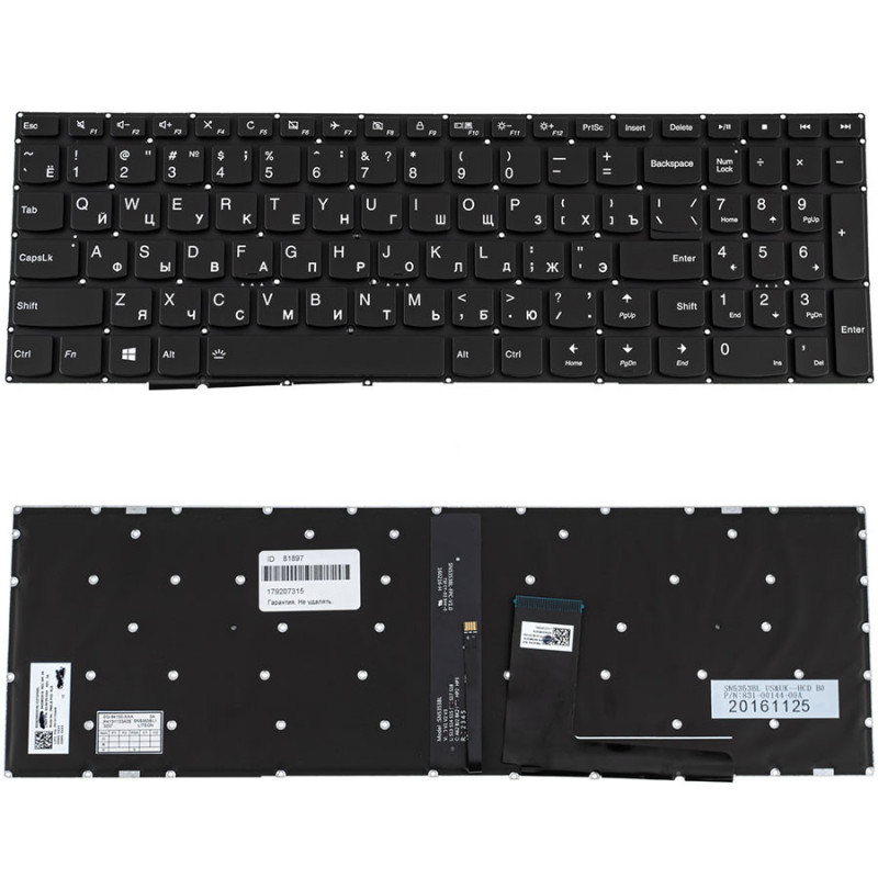 Клавиатура для ноутбука LENOVO IdeaPad 310-15 310 15 без фрейма подсветки клавиш ОРИГИНАЛ