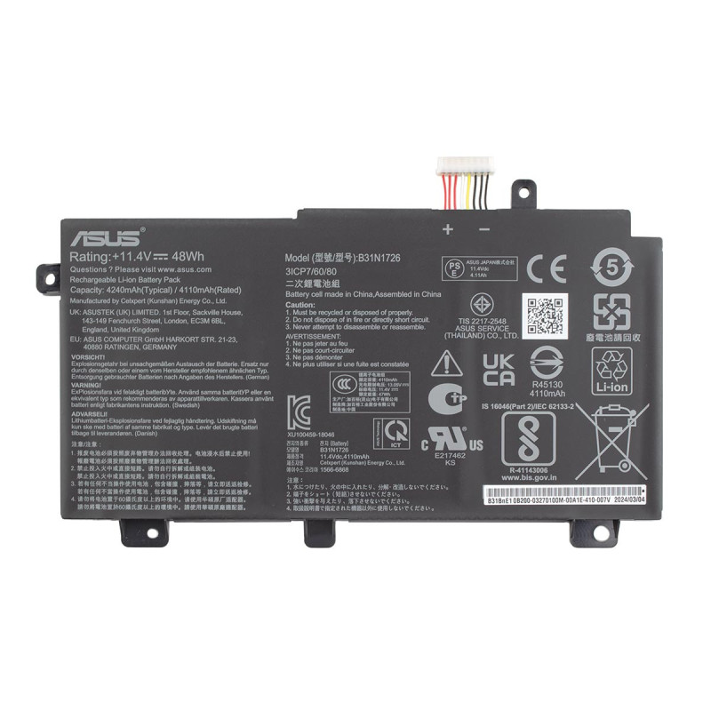 Батарея Asus FX80 FX86 FX504 FX505 TUF504 TUF505 11.4V 3900mAh B31N1726 B21N1818 0B200-03190400 0B200-03190500 0B200-031