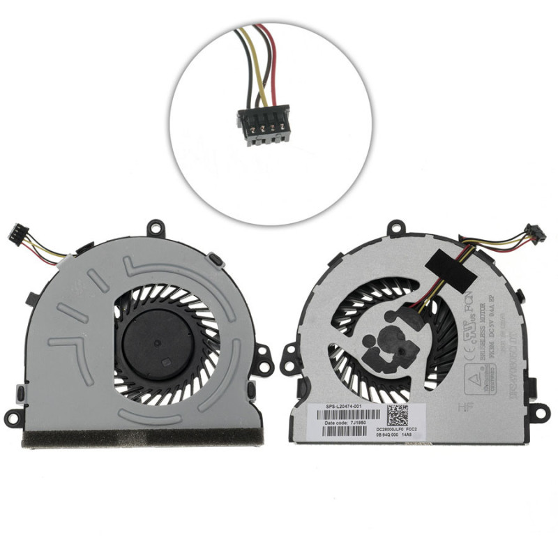 Вентилятор для ноутбука HP 15-DA000 4 pin L20473-001 L20470-001 L20474-001 DC28000JLF0 FS470805CLOT L20473 L20470 L20474