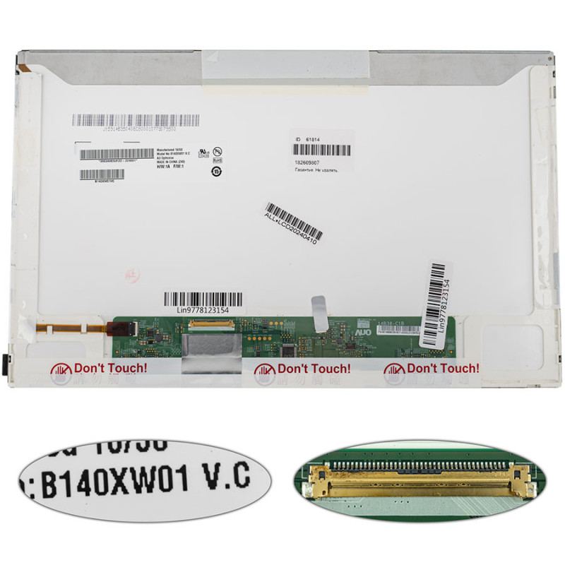 Матриця 14.0 B140XW01 V.C 1366*768 40pin LED NORMAL глянсова роз'єм зліва внизу
