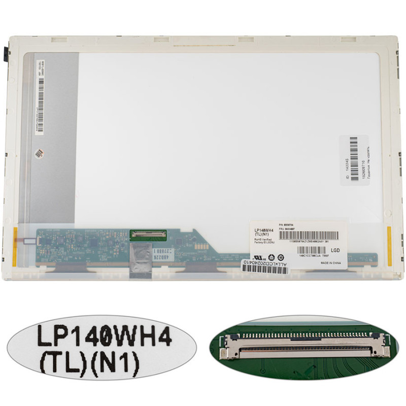 Матрица 14.0 LP140WH4-TLN1 1366*768 40pin LED NORMAL глянцевая разъем слева внизу