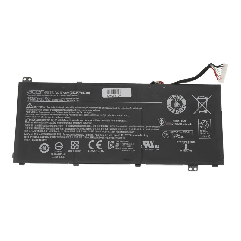 Батарея Acer TravelMate X3410-M AC17A8M 5360mah 61.9Wh 11.55B Servise Original