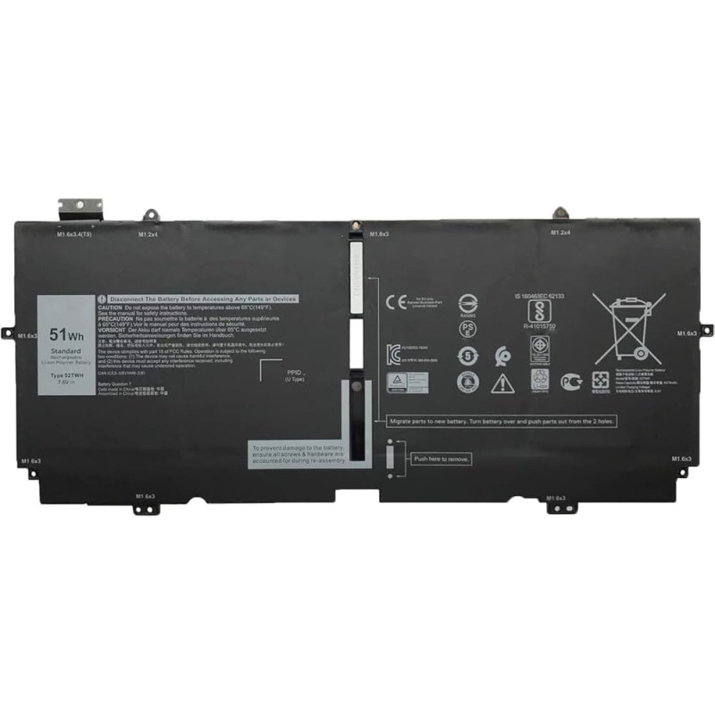 Батарея DELL XPS 13 7390 2-In-1 9310 2-In-1XX3T7 P103G001 P103G002 X1W0D 52TWH 51Wh Original