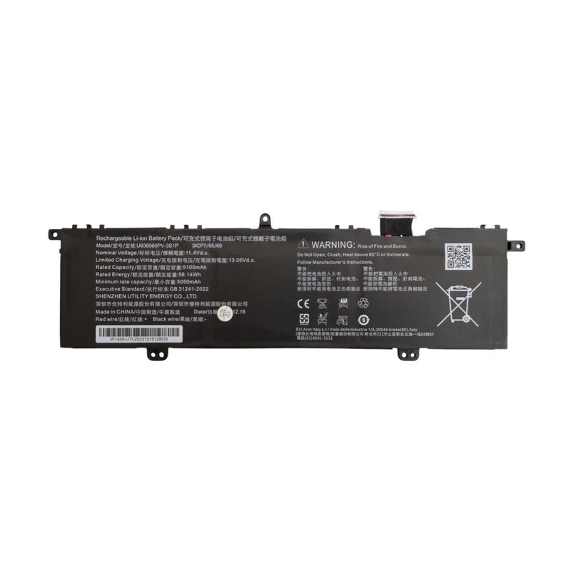 Батарея U638560PV-3S1P U638560PV3S1P 5100mah 58.14Wh 9pin 11.4В