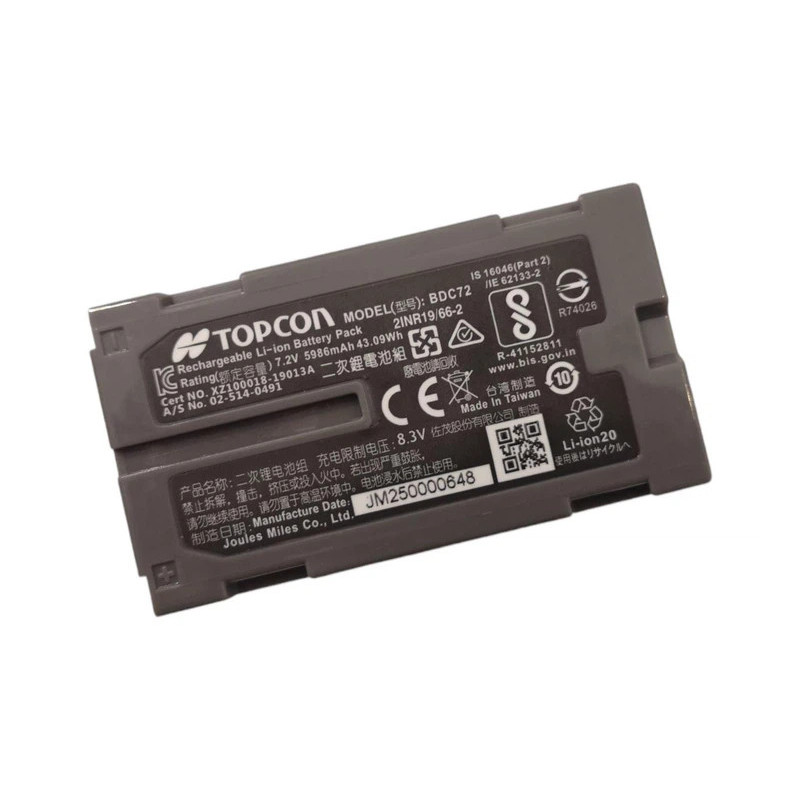 Батарея Topcon Total Station GM-52 Pipe Laser TP-L BDC72 5986mah 43.09Wh 7.2B Original Батарея Topcon Total Station GM-52 Pipe Laser TP-L BDC72 5986mah 43.09Wh 7.2B Original
