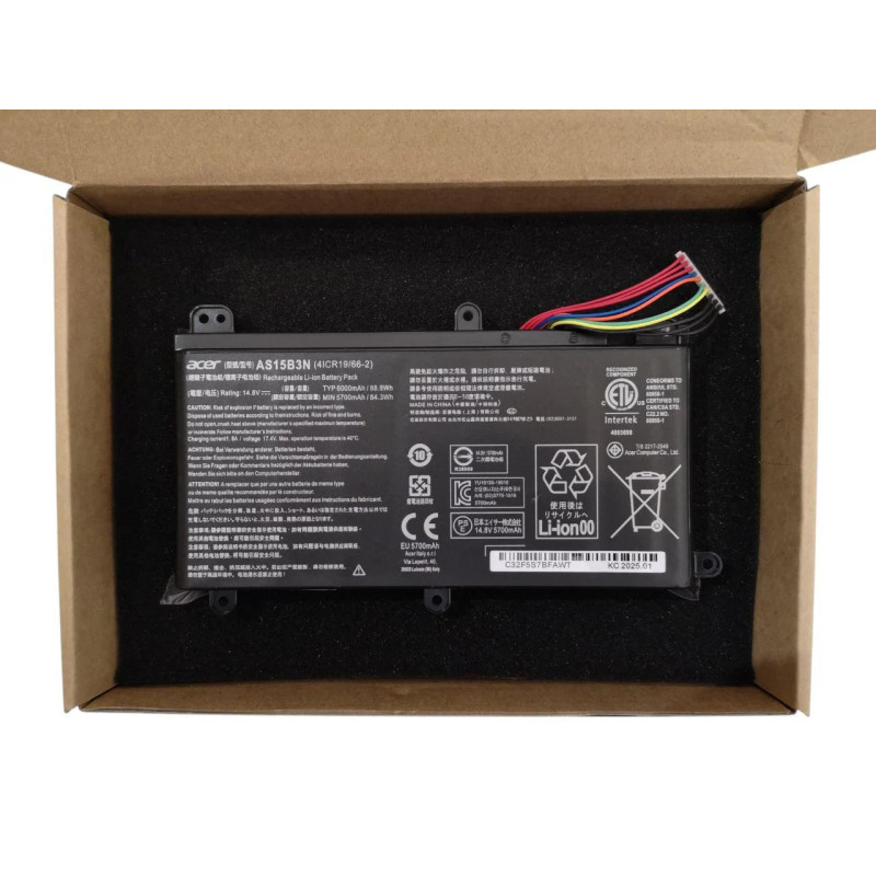 Батарея Acer Predator 17 G9-791 G9-792 15 G9-591 G9-592G AS15B3N 6000mah 88.8Wh 14.8B Original