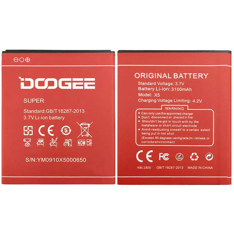 Батарея Doogee x5 x5 pro Усиленная 3100mah 3.7B Батарея Doogee x5 x5 pro Усиленная 3100mah 3.7B