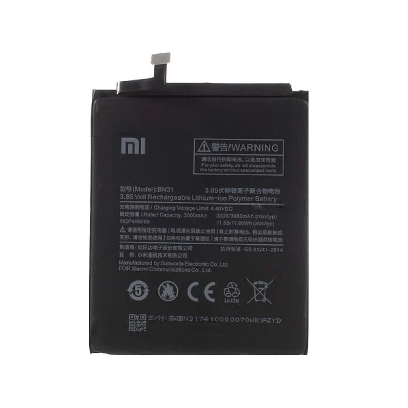 Батарея Xiaomi BN31 Redmi MI A1 MI 5X Note 5a Note 5a Prime S2 Y2 3000mah 3.85B