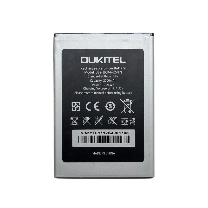 Батарея Oukitel u22 2700mah 3.8B