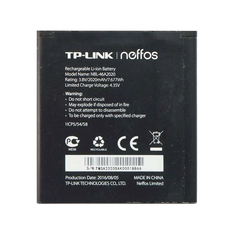 Батарея TP-Link Neffos NBL-46A2020 Y5L TP905A TP801A 2020mah 3.8B