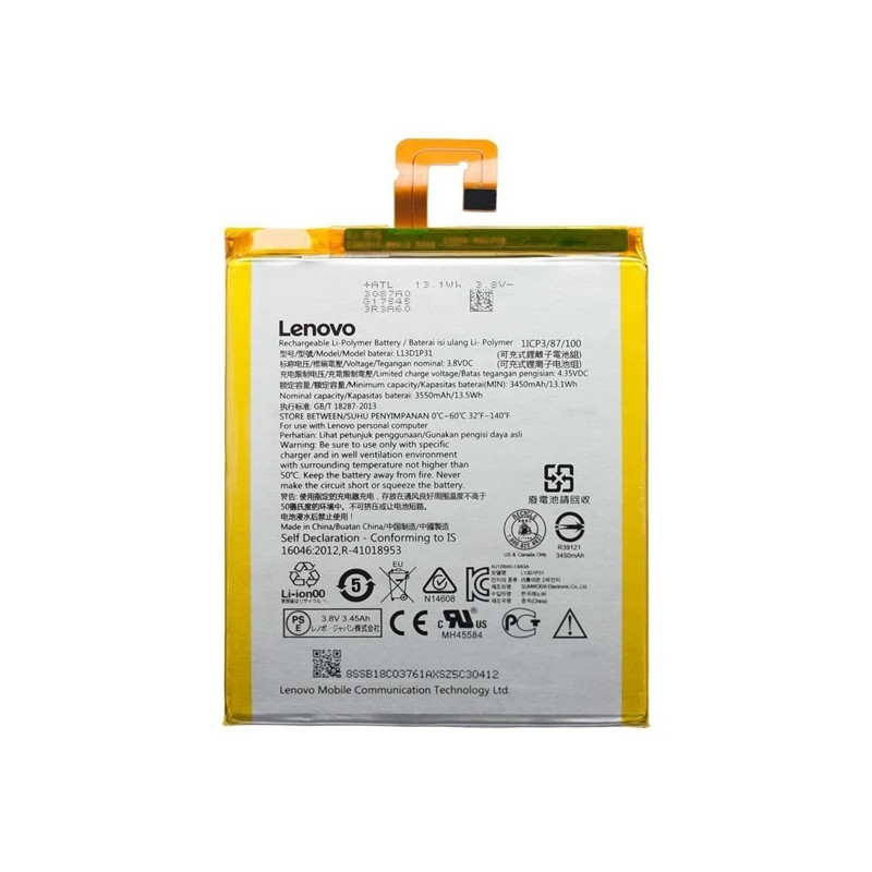 Батарея Lenovo IdeaPad S5000 IdeaTab A3500 Tab 2 A7-20F Tab 2 A7-30 L13D1P31 3550mah 3.8B
